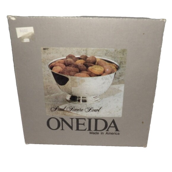 Oneida Paul Revere USA 1987 In Box Footed 6" Reproduction Crest Silver Plate VTG - Picture 5 of 11